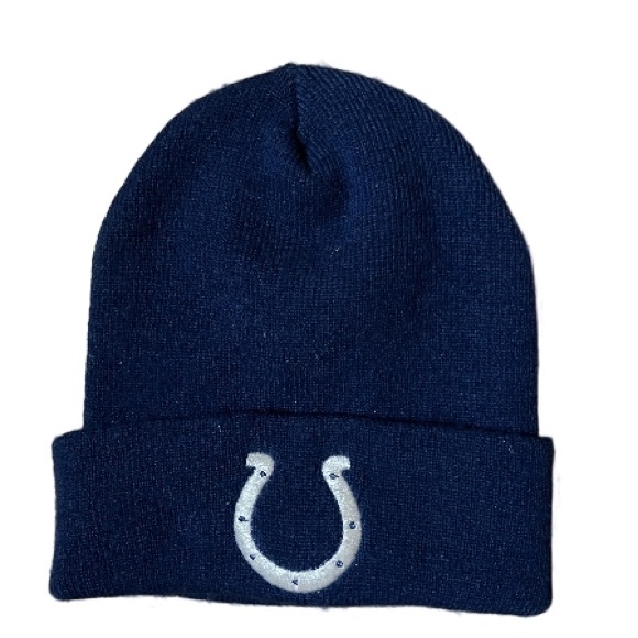 NFL Indianapolis Colts Blue Beanie with Horseshoe Design One Size - Picture 1 of 7